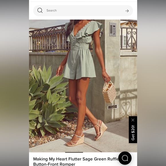 Lulu's Sage Green Ruffle Button-Front Romper - Picture 3 of 6